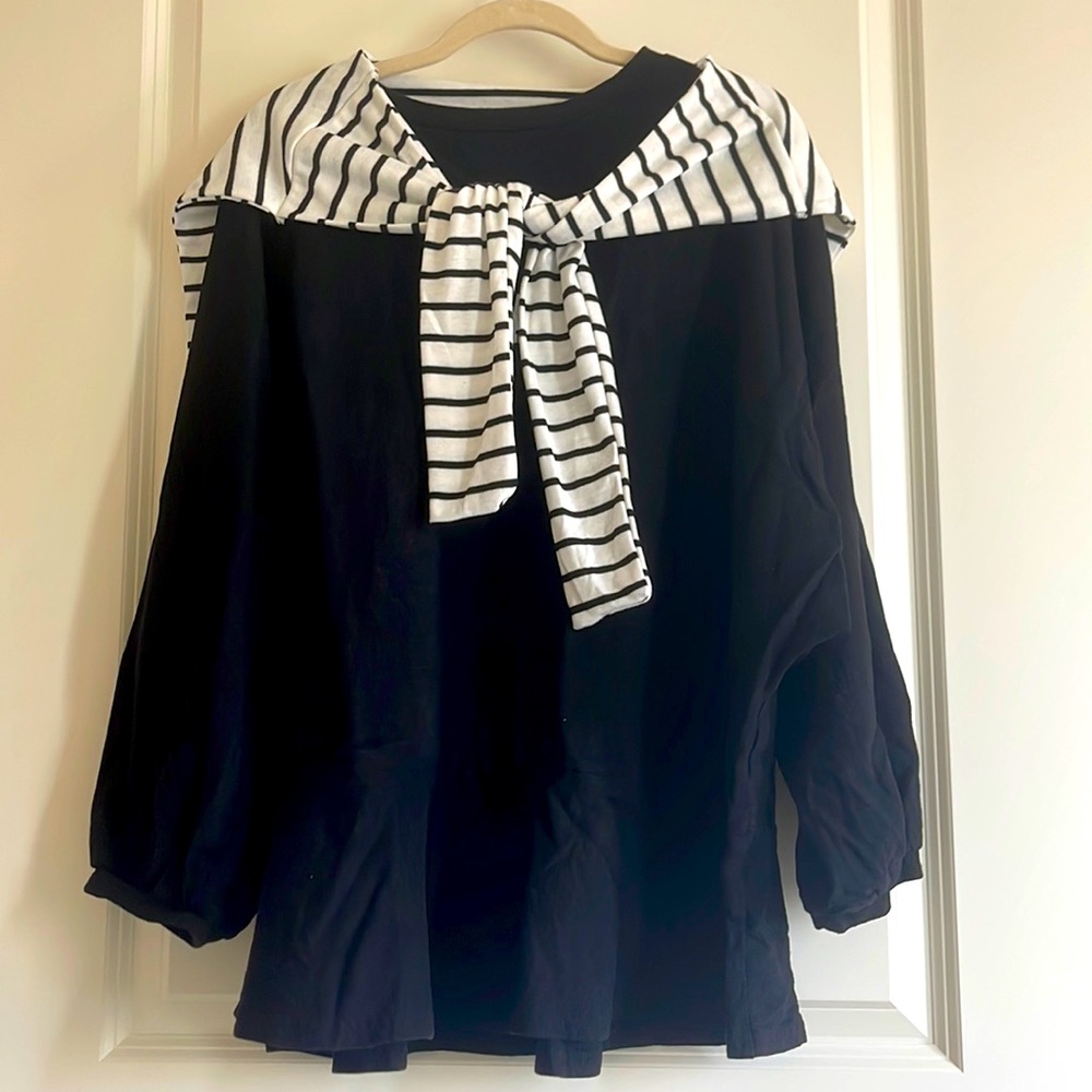 Preppy Over- Shoulder Black Sweater Dress